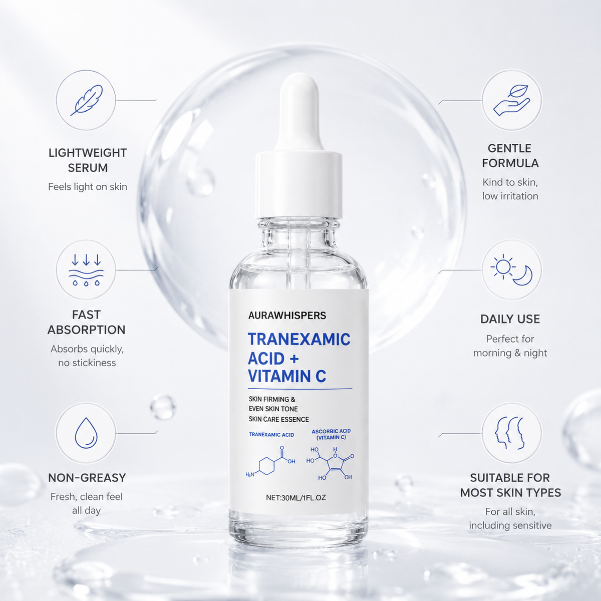 Aurawhispers✨ Last Day Buy 1 Get 1 Free💧 Brightening Serum-Helps improve dull skin texture and leaves appearance brighter.